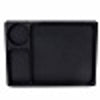 AquaTray adjustable spa side table attached to a hot tub holding drinks and snacks