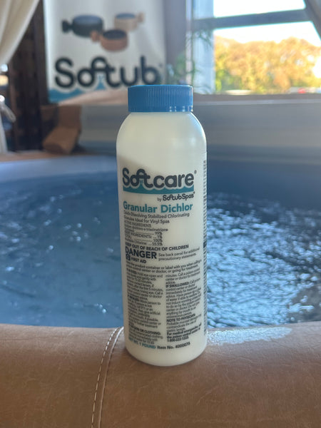 Softcare granular dichlor chlorine sanitizer for spa and hot tub water treatment