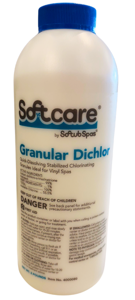 Softcare granular dichlor chlorine sanitizer for spa and hot tub water treatment